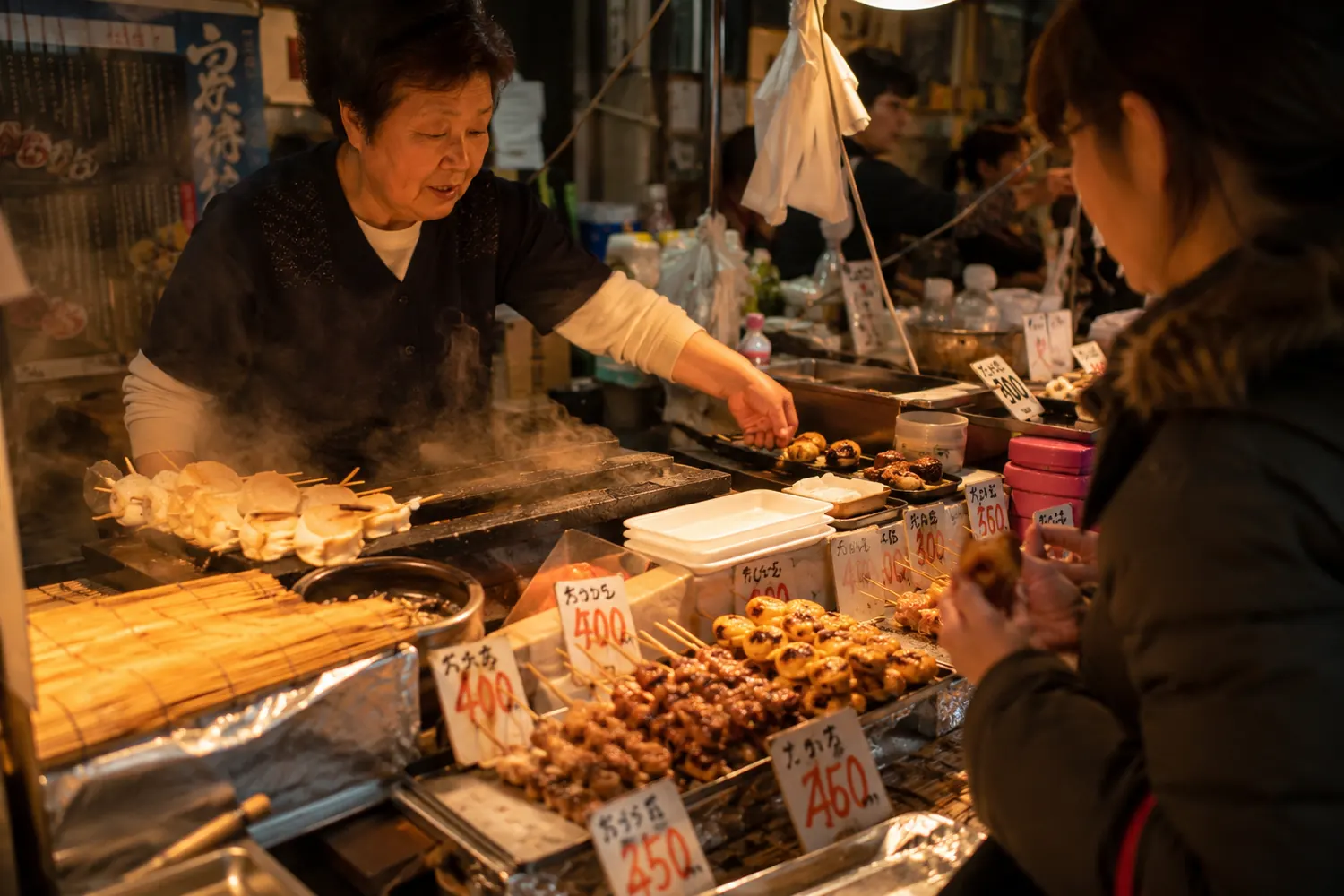 Market street food stall on a local food route