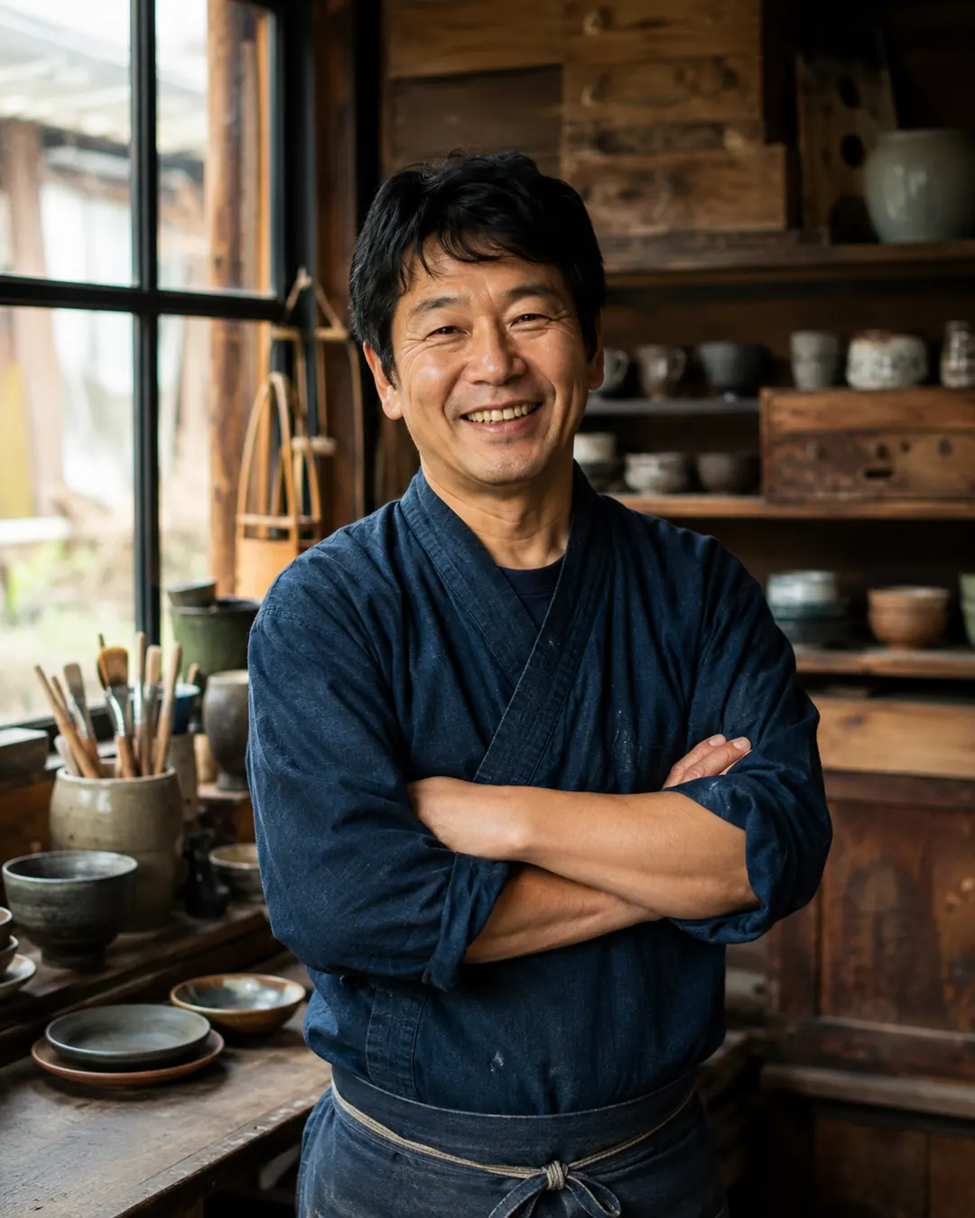Craft host portrait in a workshop