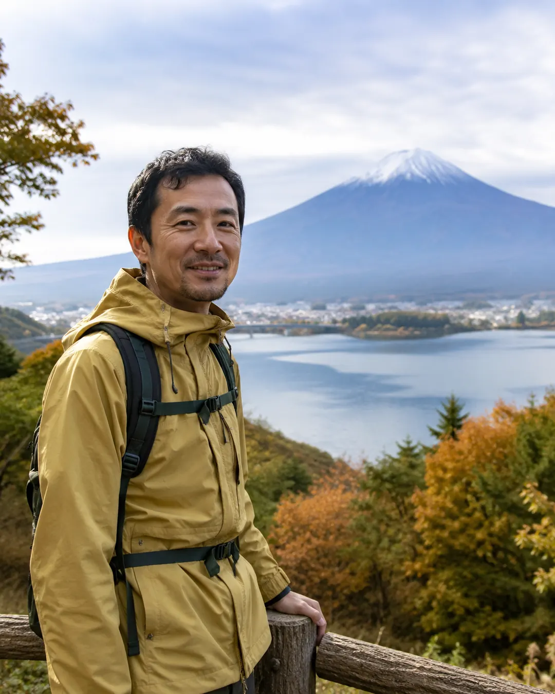 Nature guide portrait by Fuji lake